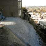 Shotcrete wall on slope with weep holes