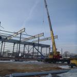 Construction Activities During Erection of Steel Framed Commercial Warehouse